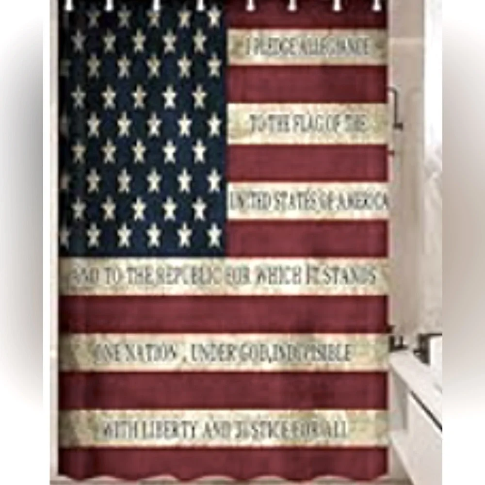 USA PLEDGE ALLEGIANCE SHOWER CURTAIN 46”x70” with rings